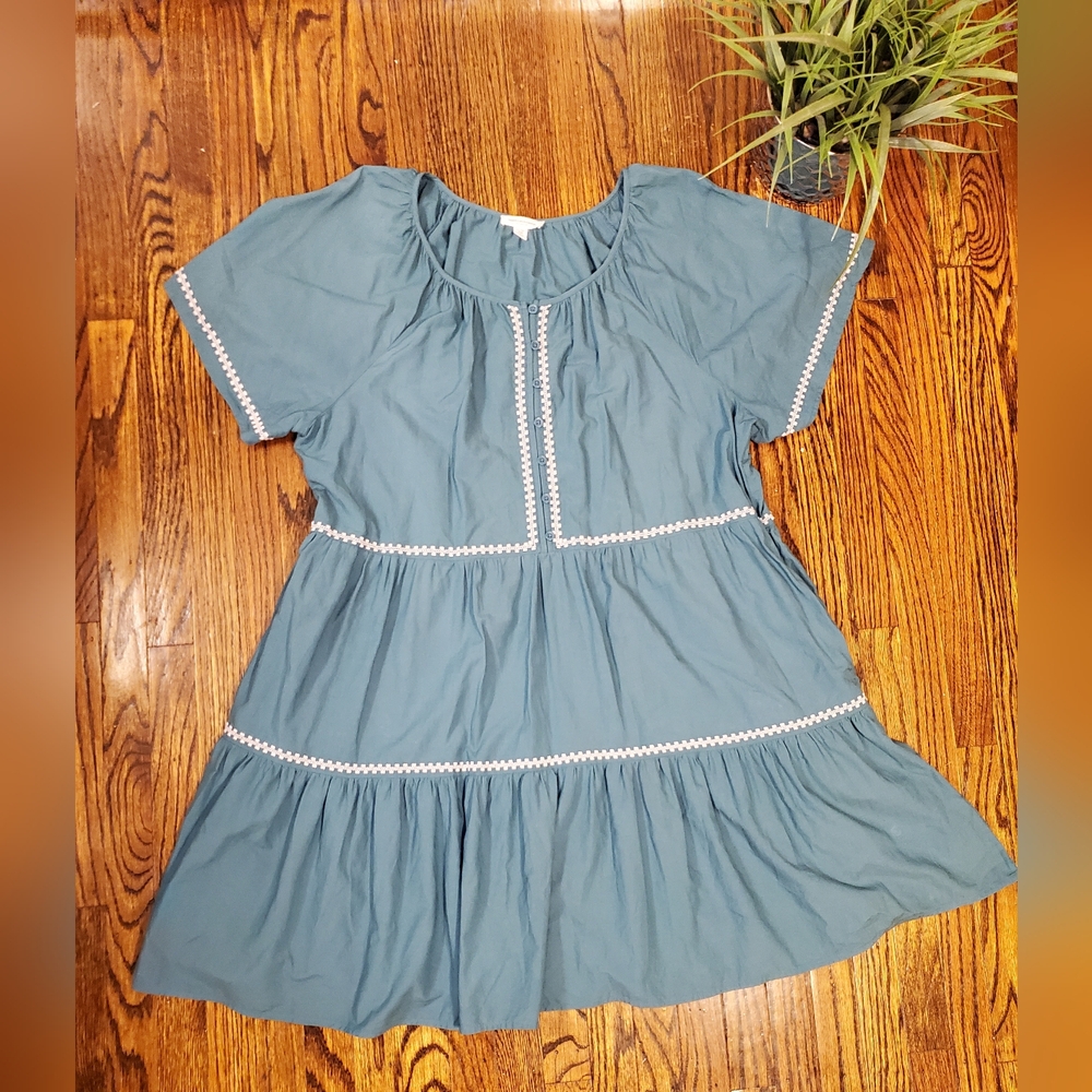 Beachlunchlounge Women's Puff Slevee Flounce Teal Mini Dress Size XXL - Picture 14 of 14